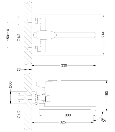 Смеситель Неро LM0251C д/ванны универсальный во Владивостоке