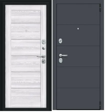 Купить Стальную дверь  Graphite Pro Riviera Ice Эко шпон ДС Porta R-3 4/П22 Graphite Pro/Riviera Ice MG/Лунный камень 205*88 Левая во Владивостоке