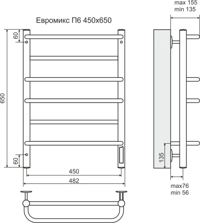 П/сушитель Евромикс П6 450*650 электро (встроен диммер) в городе Владивосток